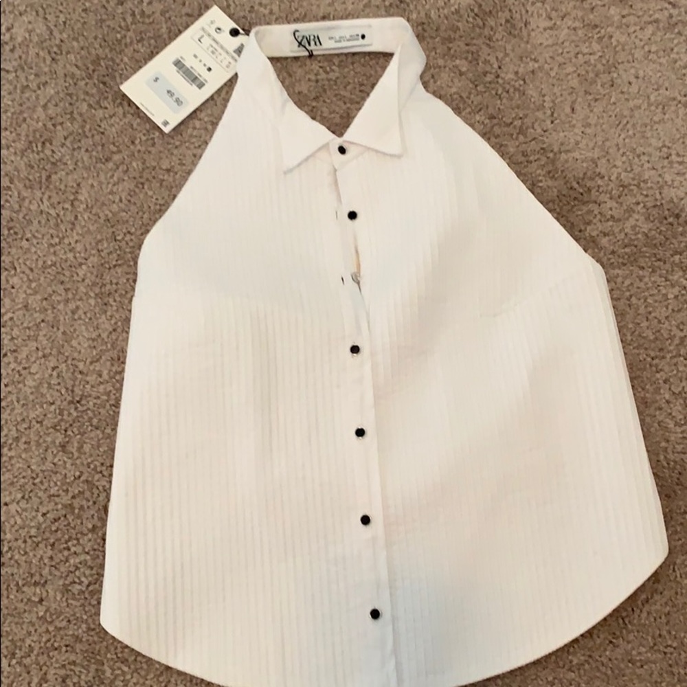 Zara white tuxedo vest